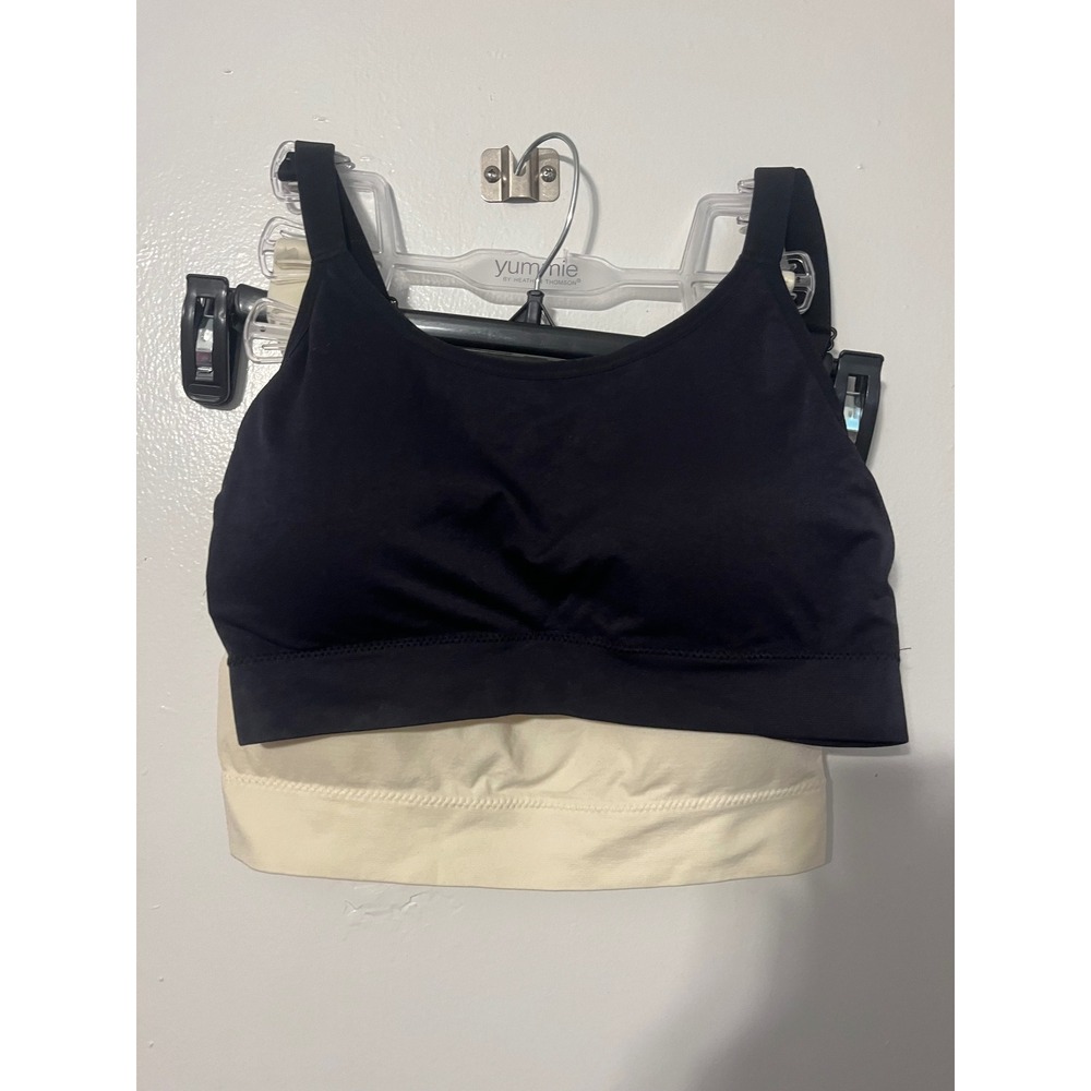 Yummie by Heather Thomson 2 Pack Seamless Wireless‎ Bralettes Black Cream Large